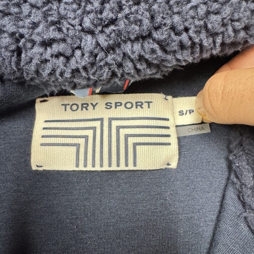 Tory Burch Tory Sport Vest Women's S Full Zip Navy Sherpa Fleece Gorpcore Hike - Picture 5 of 7
